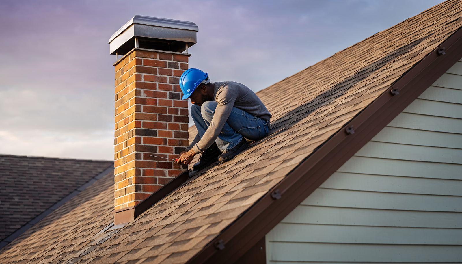 Flashing inspection where roof meets masonry