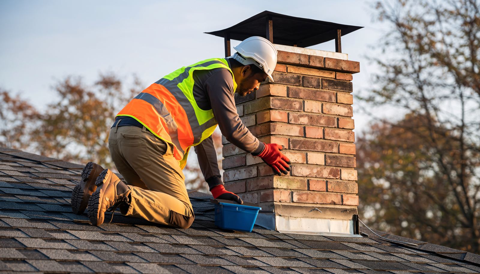 Brickwork repair above the roofline
